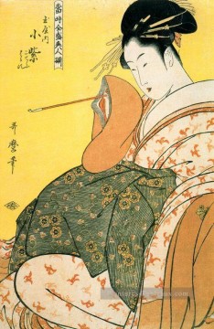  mur - Komuri de la Tamaya avec pipe en main Kitagawa Utamaro japonais